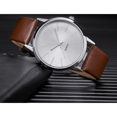 Men Watches Top Brand Luxury Brown Leather Band Quartz Wristwatch Women Casual Simple Watch Wrist Couple Clock Reloj Hombre 2021