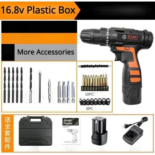 CUCK 16.8V Cordless Drill Max Electric Screwdriver DC Lithium-Ion Battery 3/8-Inch 2-Speed 32-N.m 18+1 Torque LED Power Tool