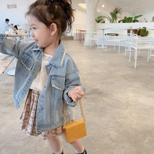 Denim Jacket For Girls Children Outwear Coat Causal Jean Clothing for 1-7Ys Birthday Party School Uniform Wear