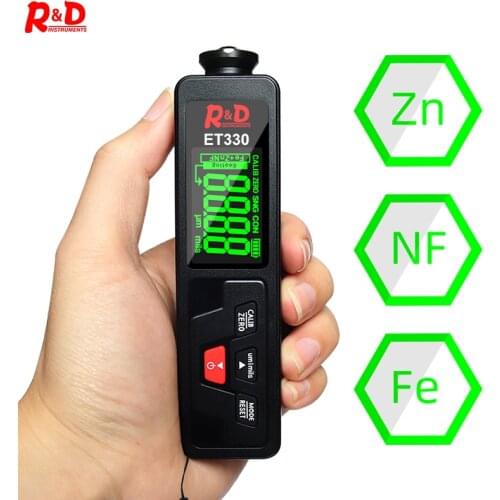 R&D ET330+Zn Car Paint Coating Thickness Gauge Car Paint Electroplate Metal Zinc Coating Thickness Tester Meter Fe & NFe & Zinc