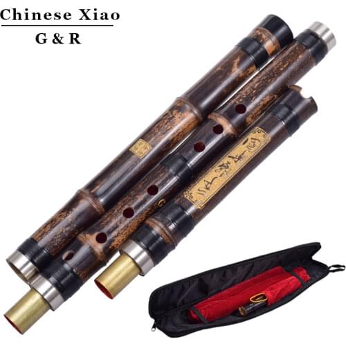 Chinese Vertical Bamboo Flute Xiao 8 Holes Accurately Tuned Chromatic Music Instrument G/F Key Dong Xiao Three Sections Flauta