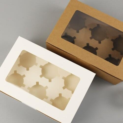 1Pcs Clear Windowed Cupcake Boxes With Removable Tray For 6 Cups Cake Cookie For Party Christmas Food Kitchen Accessories