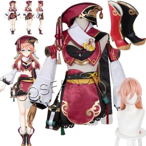 Genshin Impact Costumes Yan Fei Cosplay Halloween Party Game Clothes For Women Girls Cute Suit Halloween cosplay Wigs and shoes