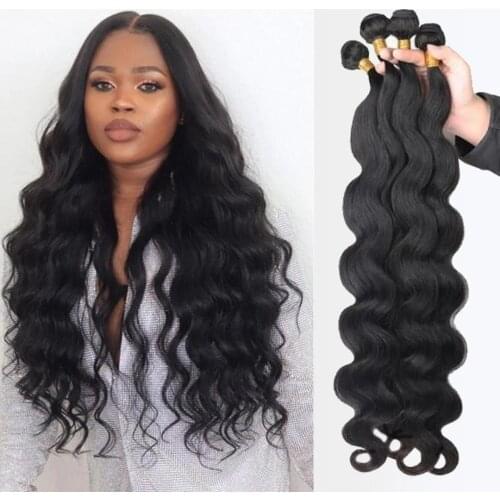 MISIA Brazilian Hair 1/3/4 Body Wave Bundles 10-30 Natural Black Remy Human Hair bundles Deals For Black Women Hair Extension