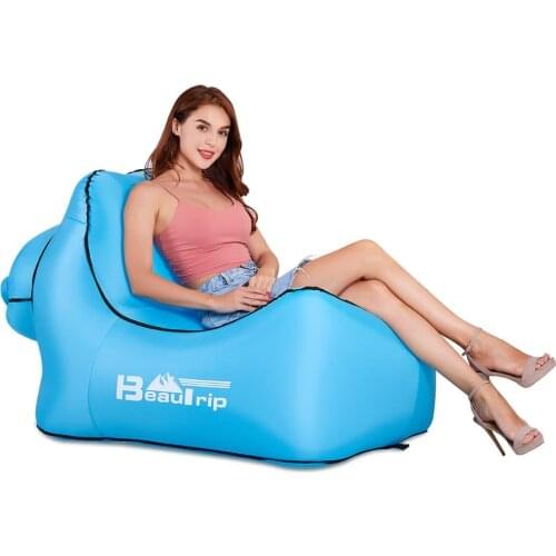 Outdoor Inflatable Sofa Couch Lounge Chair Beach Camp Chaise Longue for Camping Hiking Picnic Mat Garden Bean Bag Air Hammock