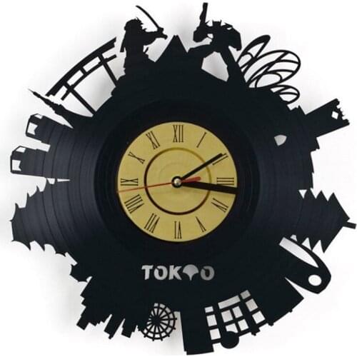 Tokyo City Vinyl Record Wall Clock Japanese Wall Art Time Clock Modern LP Clock 3D Anime Theme Clock Creativity Gift