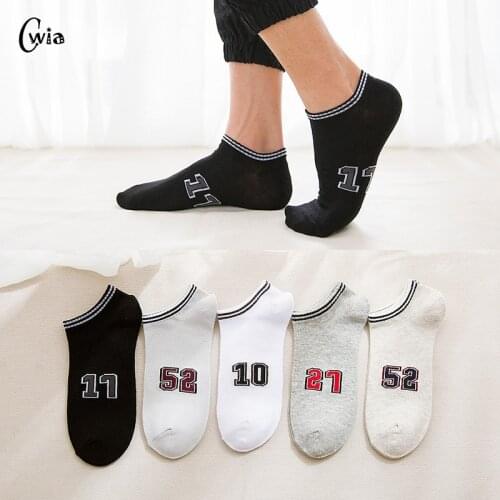 Spring summer men cotton Man Socks Digital Motion letter Male Low Cut Ankle Socks casual slippers 1pair=2pcs WS111