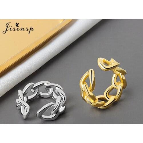 Jisensp 2021 New Gold and Silver Color Lock Chain Ring Adjustable Finger Rings for Women Wedding Engagement Fashion Jewelry Gift
