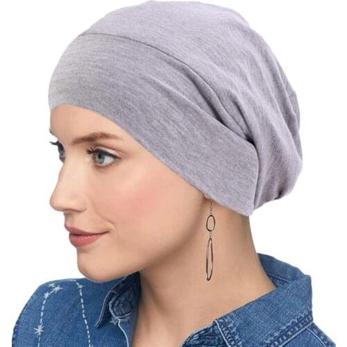 New Hair Cover Bonnet 2-Layers Chemo Cap Satin Linner Slouchy Beanie Sleep Hats Hair Care Accessories Women