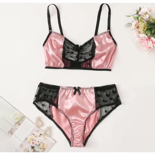 New Sexy Lingerie Set Woman Fashion Lace Underwear Lenceria Sensual Mujer Pijama Silk Underwear Sleepwear 2 Pieces Pajamas Satin