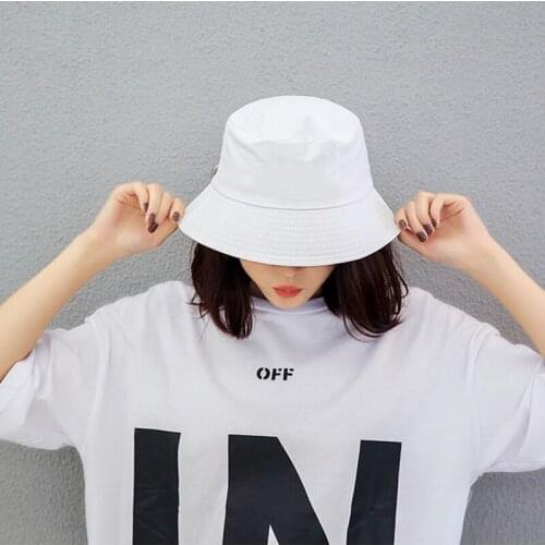 Black White Solid Bucket Hat Unisex Bob Caps Hip Hop Gorros Men women Summer Panama Cap Beach Sun Fishing boonie Hat Fishing cap