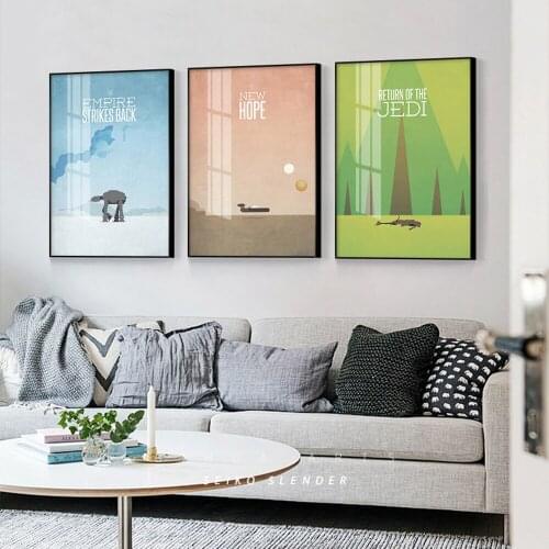 Retro Movie Poster and Prints Sunset Landscape Minimalist Vintage Canvas Painting Funny Wall Pictures for Living Room Home Decor