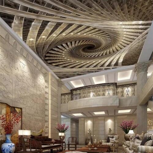 Beibehang Custom ceiling wallpaper 3D photo mural spiral royal geometric art zenith living room bedroom ceiling 3d wallpaper