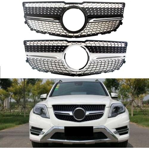 Front Racing Bumper Grille Upper Facelift Grill For Mercedes-Benz X204 GLK Class 2013 2014 2015 Diamond Black Silver