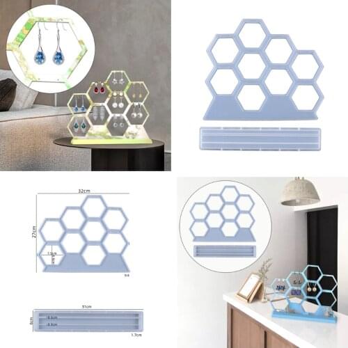 Diy Silicone Jewelry Organizer Silicone Mold Hollow Hexagonal Earring Hanger Jewelry Display Stand Mold Holder