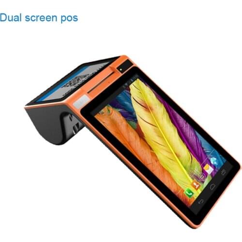 Android 5.1 double screen pos terminal with built in 58mm billing printer nfc reader barcode scanner