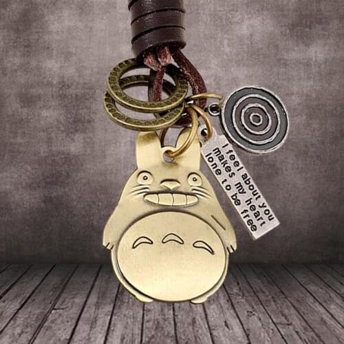 Vintage Bronze Alloy-Totoro Keychain Punk Cat Car Key Backpack Pendant Keyring Accessories Jewelry Friends Gifts