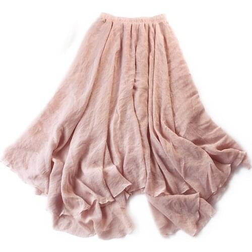2021 New Summer Beige Vintage Irregular Cotton Linen Skirt Women Spring Fashion Korean Long Skirt For Women Maxi Skirts Female