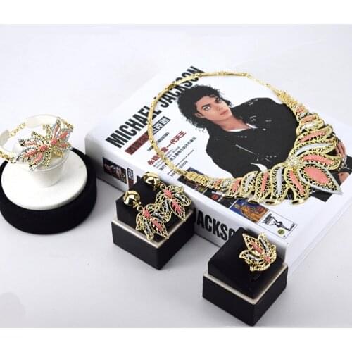 Sakura Love Africa Jewelry Set Bride Fashion Dubai Gold Bracelet Necklace Glamour Woman Earrings Morocco Banquet Wedding Gift