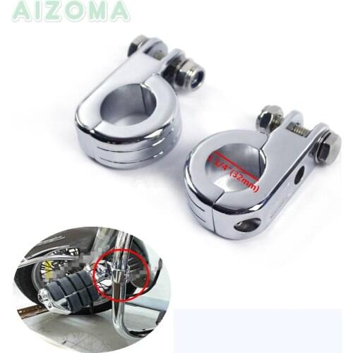Motorcycles 1 1/4" Engine Guard Footrests Clamps 32mm Crash Bars Footpeg Clip On Mounting For Harley Softail Sportsters Chopper