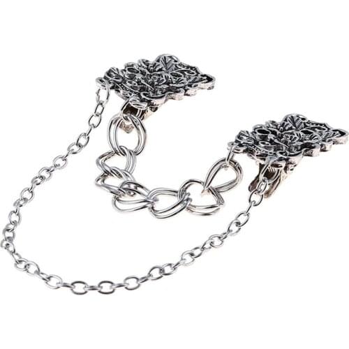 Women Jewelry Pin Cardigan Sweater Blouse Shawl Brooch Shirt Collar Retro Duck Clip Clasps Carved Flower Charm Accessories Gift