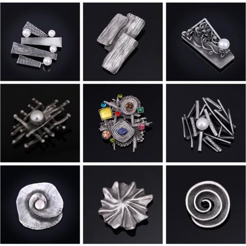 Vintage Geometric Design Brooches For Women Square Style Pin Retro Fashion Jewelry Imitation Pearl Accessories Gift