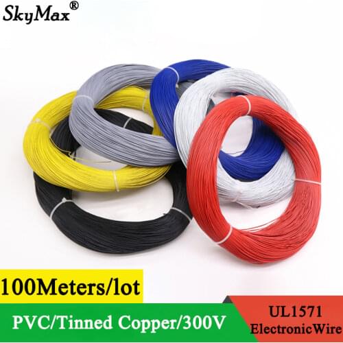 5M UL1571 28AWG PVC Electronic Wire OD 0.9mm Flexible Cable Insulated Tin-plated Copper Environmental LED Line DIY Cord Colorful
