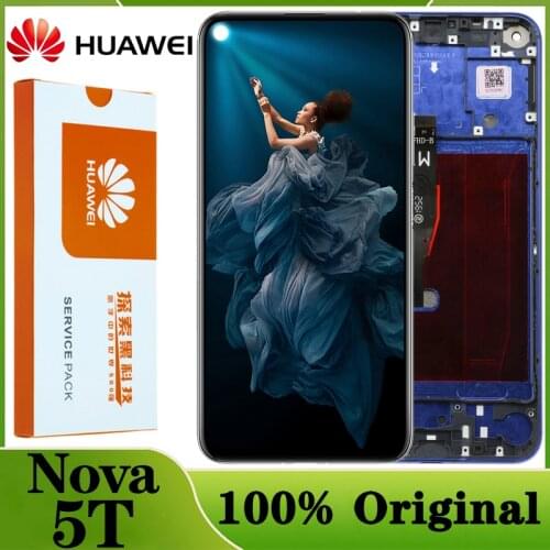 100%Original 6.26'' Display with Frame For Huawei Nova 5T YAL-L21 L61A L61D L71A LCD Display Touch Screen Digitizer Repair Parts