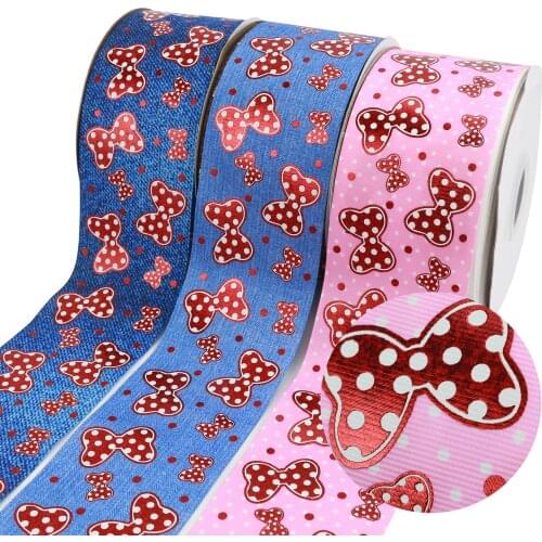 3 Inch 75mm Foil Bow Printed Solid Grosgrain Ribbon DIY Gift Bow Headband Making 50 Yards/Roll