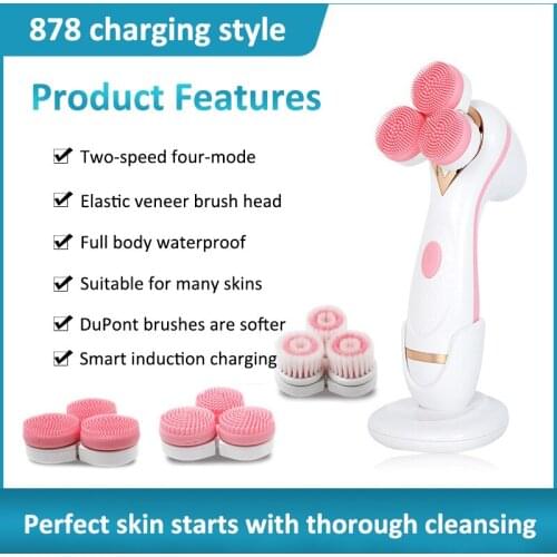 3 In 1 Silicone Rotating Face Brush Electric Facial Cleansing Brush Deep Cleaning Skin Peeling Cleanser Exfoliation Skin Care