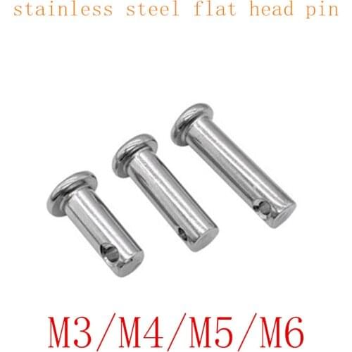 5-10pcs m3 m4 m5 M6 M8*10/12/16/20/25/30/35/40/45/50 Clevis pins stainless steel shaft flat head with hole pin cylindrical pins