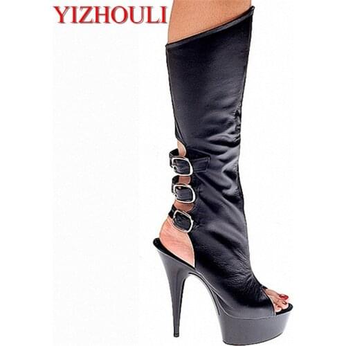 15CM high heel boots/ankle boots/low boots, sexy models show off night stage shoes, performance Dance Shoes