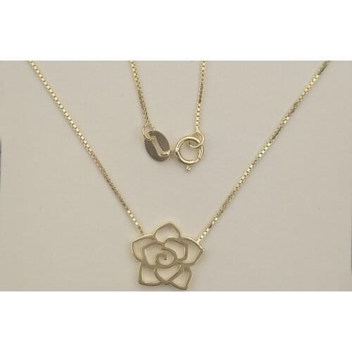 Sinya 925 sterling Silver or gold Rose flower charm pendant necklace for girl lover women Valentines Day gift Chain length 42cm