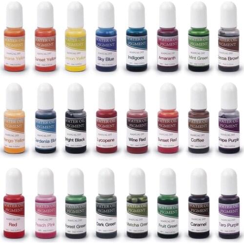 24 Color/Set Art Ink Alcohol Water-Oil Dual-Use Resin Pigment DIY Handmade Soap UV Epoxy Resin Jewelry Making Resin Colorant Dye