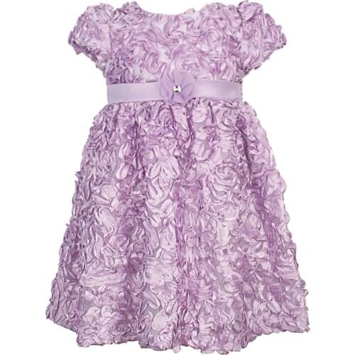 Yatheen Baby Girl Party Dress 12M-24M Fit-And-Flare 3D Floral Belt Button Closure Dress Kids Dresses For Girls