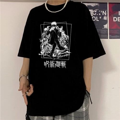 Japanese Anime Manga Jujutsu Kaisen Gojo Satoru Graphic Print Tops Mens T-shirt Women Unisex Casual Tees Streetwear T Shirts