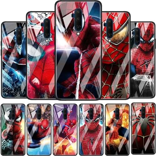 Spiderman Marvel Glossy Protection Cover for OnePlus 9R 9 8T 8 7T 7 Pro Nord Z 5G Luxury Tempered Glass Phone Case