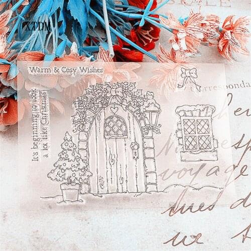 Hot sale wooden door Transparent Clear Stamps / Silicone Seals Roller Stamp for DIY scrapbooking photo album/Card Making