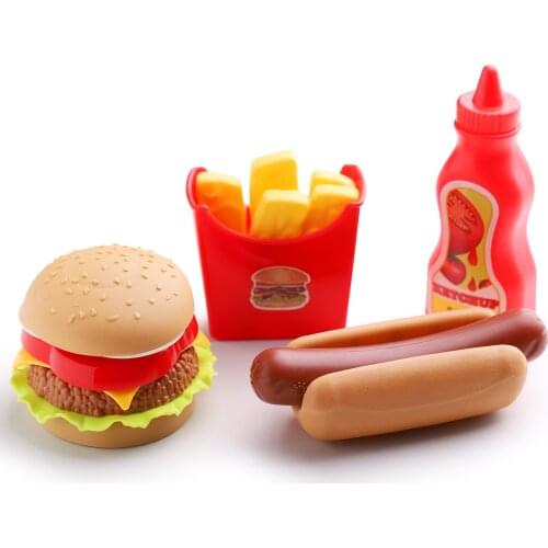 Children Pretend Simulation Food Toys Baby Play House Hamburger French Fries Hot Dog Kitchen Set Toys Fast Food