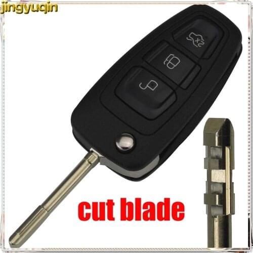 Jingyuqin Cut Blade 3 Buttons Flip Remote Car Key Fob For Ford Focus Mk1 Mondeo Transit car accessories styling