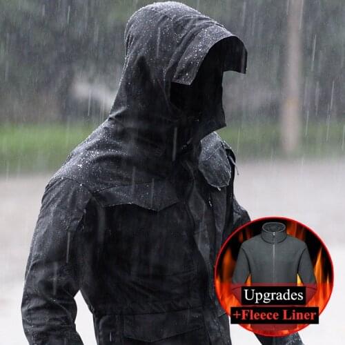 Upgrades M65 Windbreaker Coat + Fleece Liner Mens Waterproof Tactical Jacket Military Tops Outdoor Windproof Warm Hiking Jacket