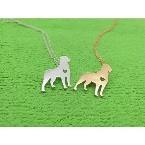 Cute Dog Rottweiler Necklace Silhouette Love with Heart Dog Necklace Outline Animal Pet Pup Pug Puppy Chain Necklaces