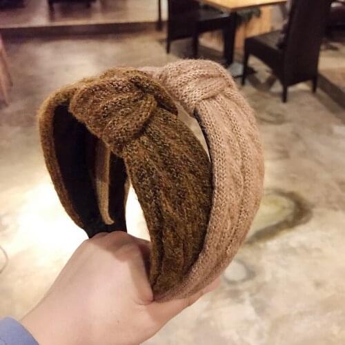 MISANANRYNE Wide Knot Knitted Headbands New Fashion Solid Handmade Warm Twist Hairbands For Women Girls Hair Hoop Accessories