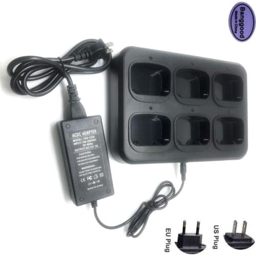 Multi-functional Dock Charger AC/DC Adapter 6-Way Rapid Charging For TYT MD390 MD-390 MD-UV390 RT8 RT81 Radio Walkie Talkie