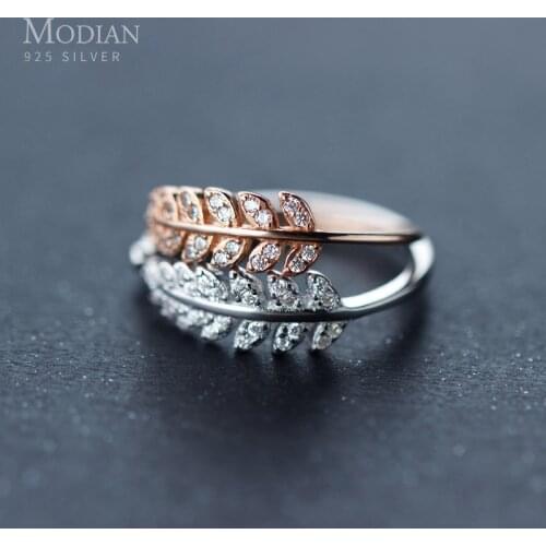 Modian Fashion 3 color Leaves Open Adjustable Finger Rings for Women 925 Sterling Silver Statement Wedding Enagement Jewelry