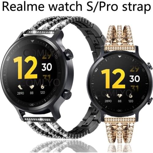 Fashion Luxurious Strap for Realme watch S smart watch band brass metal replacement bracelet for realme watch s pro watch belt