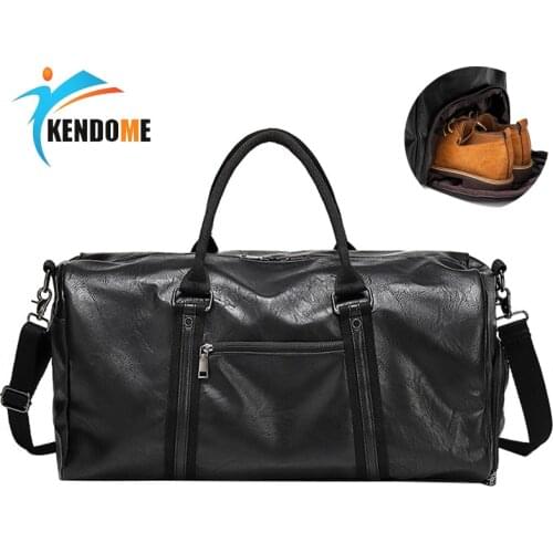 Men Fitness Travel Bag Gym Outdoor Sports Training Bags Large PU Handbag Womens Tote Wet and Dry Separation Travel Duffle Bag