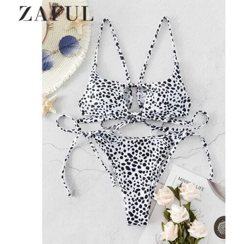 ZAFUL 2020 New Bikini Women Swimwear High Waist Strapless Sexy Bikini Pure Color Women Swimsuit Padded Bathing Suit