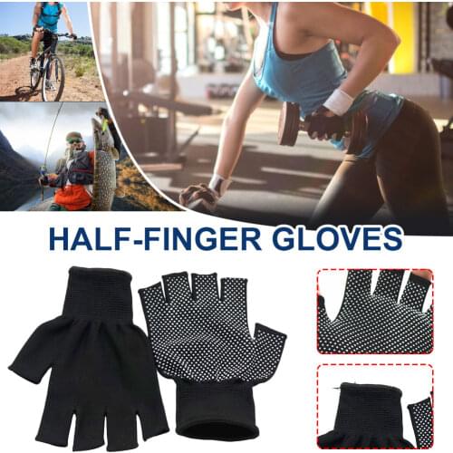 New 2021 half-finger fingerless thin gloves for men/women black nylon stretch summer sun protection outdoor gear riding