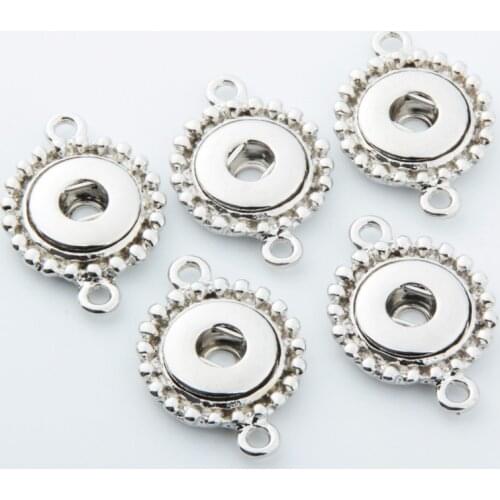 20PCS Silver Single Ear&Double Ears Snap Button Base Jewelry Pendant Accessories Fit for 12MM DIY Snap Button Charm